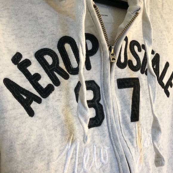 Cream Aeropostale Zip up Hoodie - Picture 3 of 4